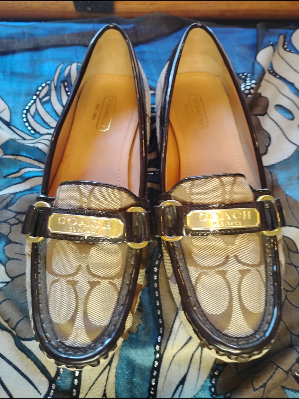 Coach Brown Signature Canvas Loafers with Dark Brown Trim - Picture 7 of 16